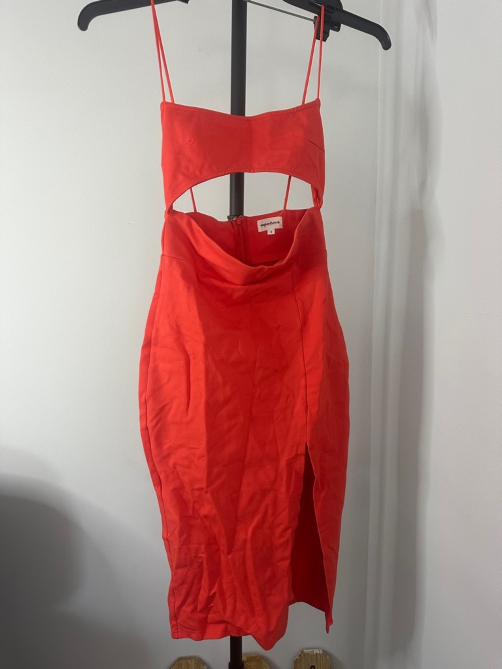 Red Cutout Midi Dress with Thigh Slit - Women - Picture 4 of 6